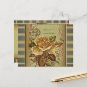 Antique Rose (green) Personalised Postcard