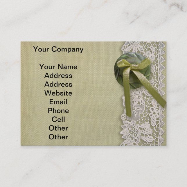 Antique Rose Lace Rustic Red Victorian Burlap Business Card (Front)