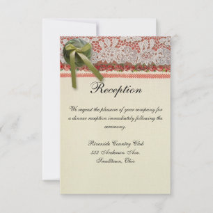 Antique Rose Lace Rustic Red Victorian Burlap Invitation