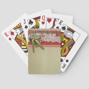 Antique Rose Lace Rustic Red Victorian Burlap Playing Cards