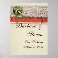 Antique Rose Lace Rustic Red Victorian Burlap