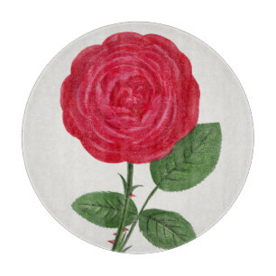 Antique Rose Lithograph, François-Frédéric Grobon Cutting Board