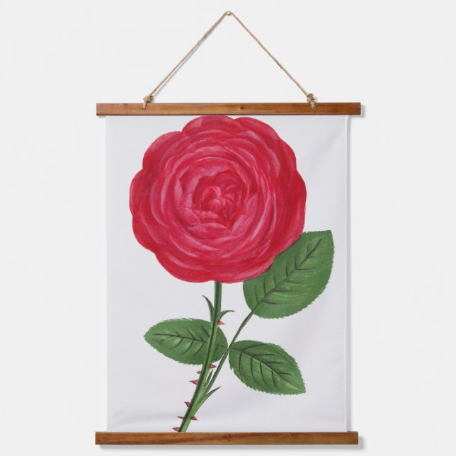 Antique Rose Lithograph, François-Frédéric Grobon Hanging Tapestry (Front)