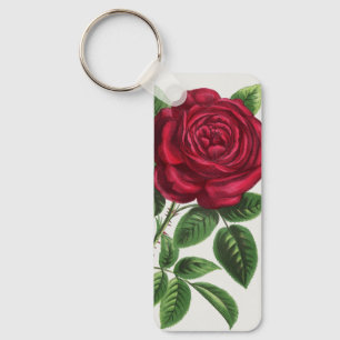 Antique Rose Lithograph, François-Frédéric Grobon Key Ring