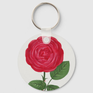 Antique Rose Lithograph, François-Frédéric Grobon Key Ring