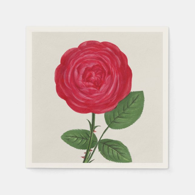 Antique Rose Lithograph, François-Frédéric Grobon Napkin (Front)