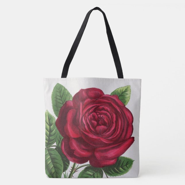 Antique Rose Lithograph, François-Frédéric Grobon Tote Bag (Front)