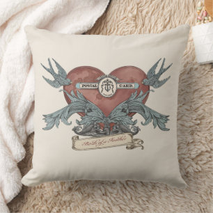 Antique Rose Silver Dolphin Throw Pillow