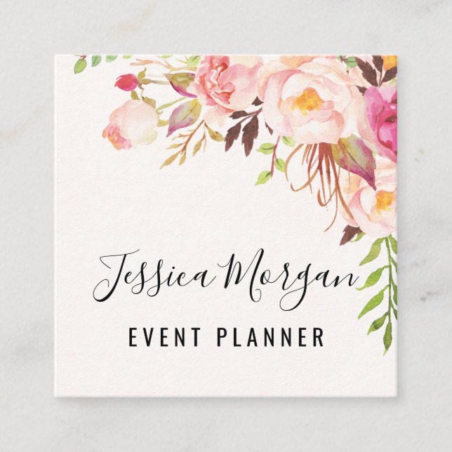 Antique Rose Square Business Cards (Front)