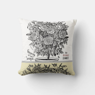 Antique Rosebush -Your Choice of Text Cushion