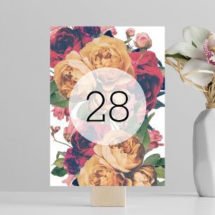 Antique Roses Botanical Floral Wedding Table Number