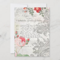 Antique Roses, Engraved Scrolls & Script