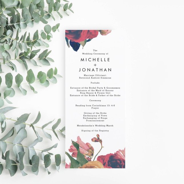 Antique Roses Vintage Boho Wedding Program Programme (Creator Uploaded)