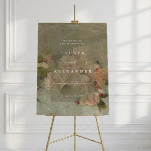 Antique Roses Vintage Fine Art Wedding Welcome Poster