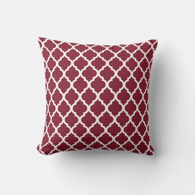 Antique Ruby w/White Quatrefoil Pattern Cushion (Front)