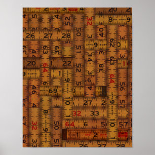 Antique Ruler Measured Pattern Poster