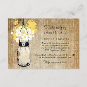 Antique Rustic Mason Jar Daisies Wildflowers Enclosure Card