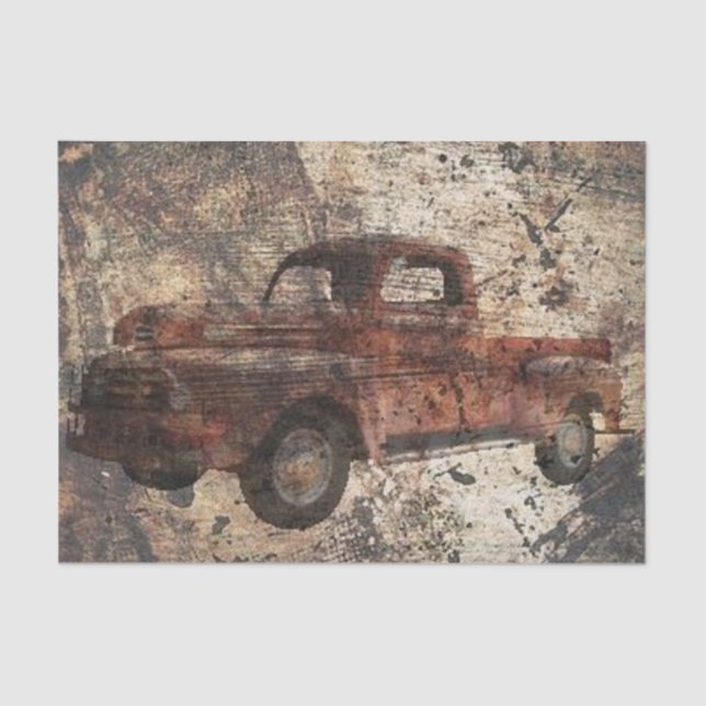 Antique Rustic Old Truck Tissue Paper (Front)