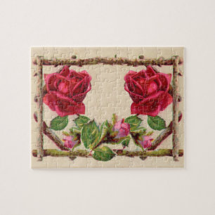 Antique Rustic Roses Vintage Flower Jigsaw Puzzle