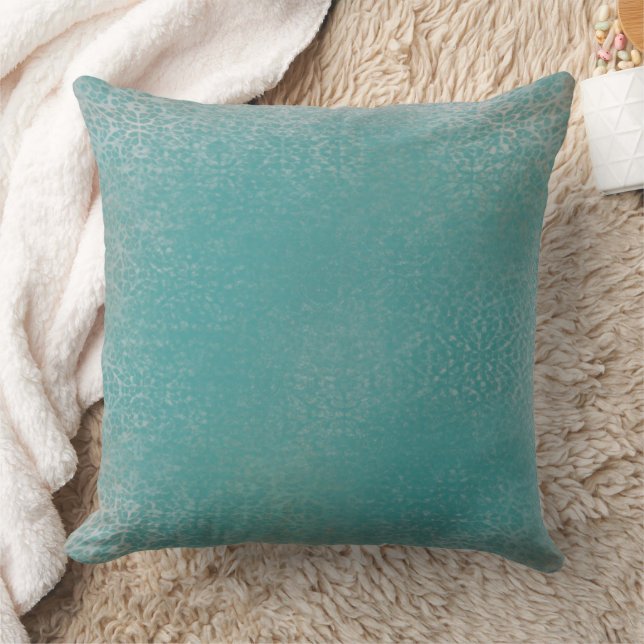 Antique Rustic Teal Lace Pattern Cushion (Blanket)