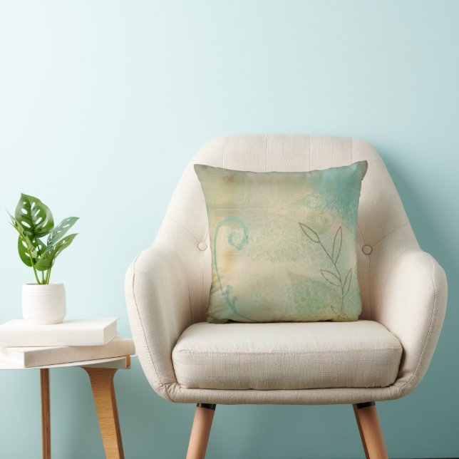 Antique Rustic Teal Swirl Cushion (Chair)