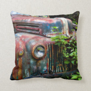 Antique Rusty Old Truck Throw Pillows