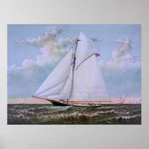 Antique Sailing Ship Sloop Yacht Poster