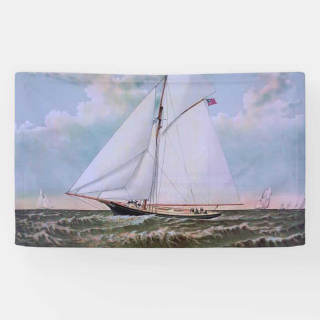 Antique Sailing Ship Sloop Yacht Sailboat Ocean Banner (Horizontal)