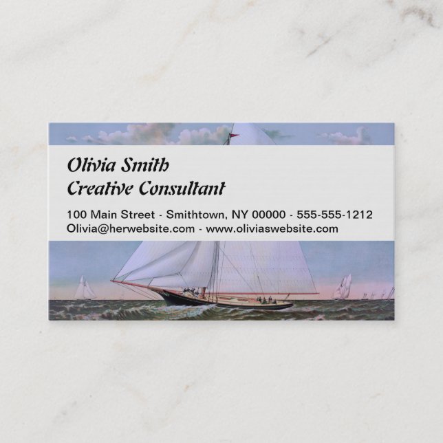 Antique Sailing Ship Sloop Yacht Sailboat Ocean Business Card (Front)