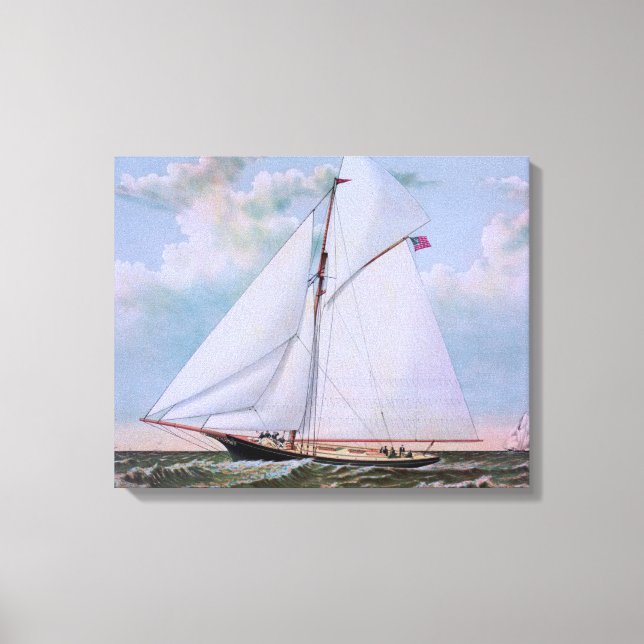 Antique Sailing Ship Sloop Yacht Sailboat Ocean Canvas Print (Front)