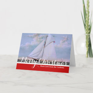 Antique Sailing Ship Sloop Yacht Sailboat Ocean Holiday Card