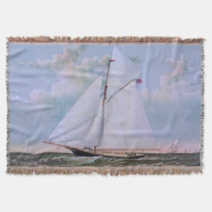 Antique Sailing Ship Sloop Yacht Sailboat Ocean Throw Blanket