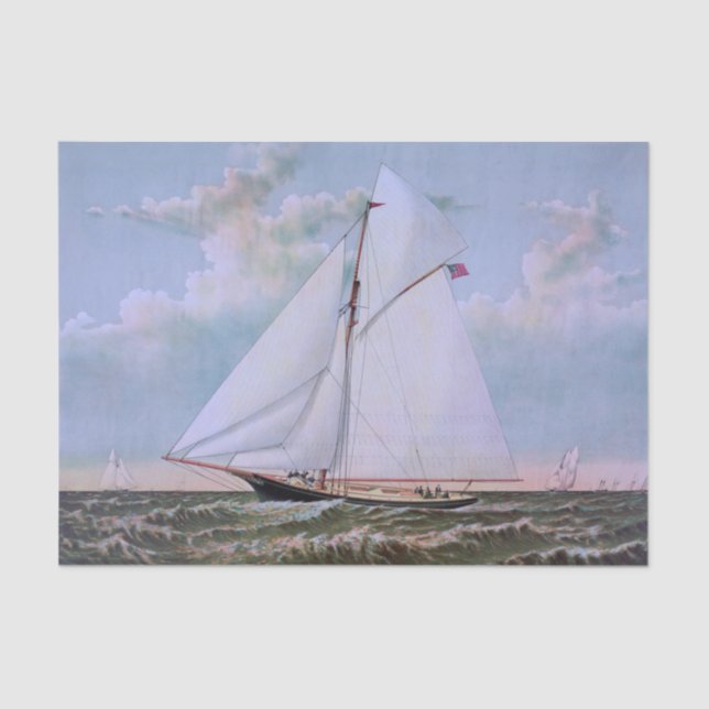 Antique Sailing Ship Sloop Yacht Sailboat Ocean Tissue Paper (Front)