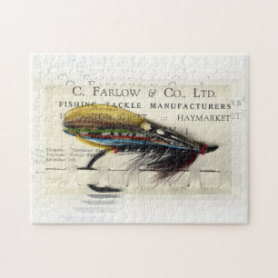 Antique Salmon Fly on Card Jigsaw Puzzle