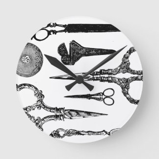 Antique Scissors Vignette Round Clock