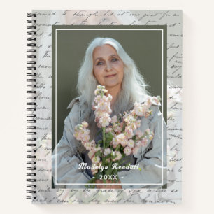 Antique Script Handwriting Personalized Photo Notebook