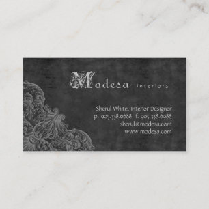 Antique Scroll Business Card Interior Design Grey