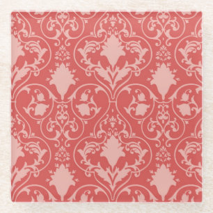 Antique scroll wallpaper glass coaster