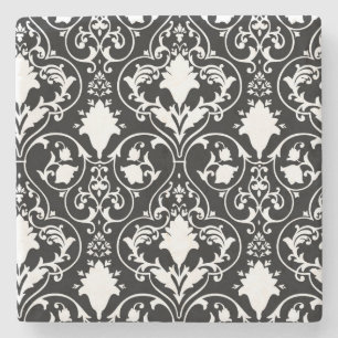 Antique scroll wallpaper stone coaster