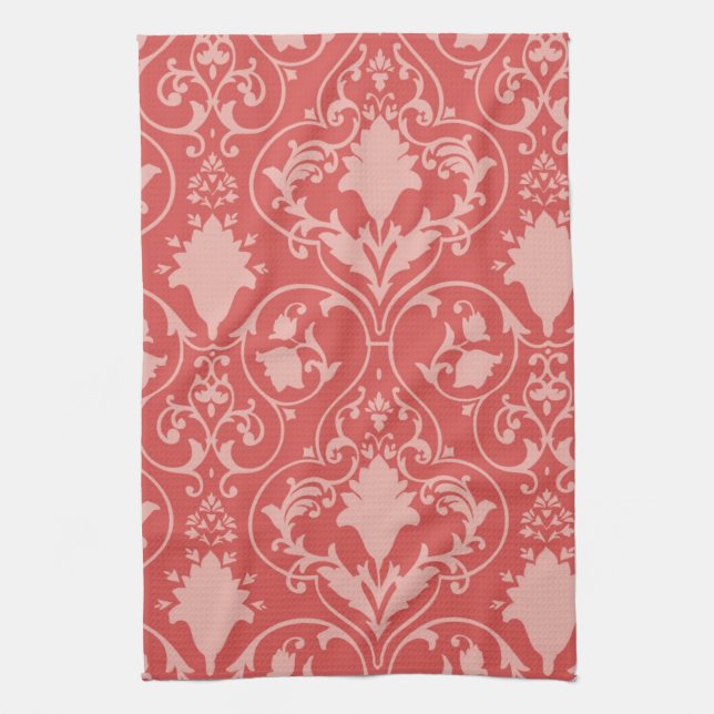 Antique scroll wallpaper tea towel (Vertical)