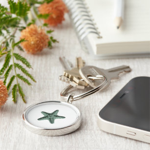 Antique Sea Starfish Illustration Key Ring