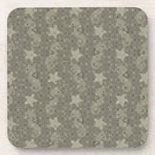 Antique Seahorse And Starfish Pattern Coaster