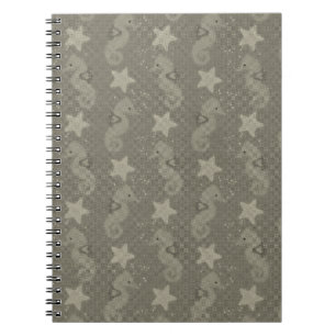 Antique Seahorse And Starfish Pattern Notebook