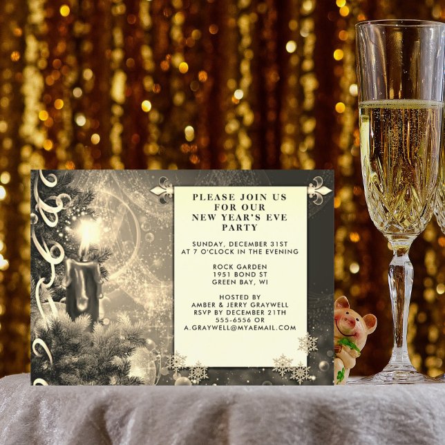 Antique Seasonal New Year’s Eve Party Invitation (Creator Uploaded)