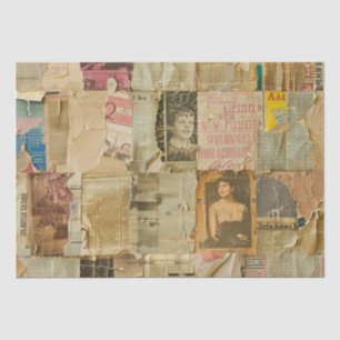 Antique Sepia Portrait Newspaper Scrapbook Tissue Paper