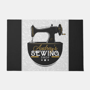 Antique Sewing Machine ADD NAME Seamstress Tailor Doormat