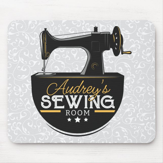 Antique Sewing Machine ADD NAME Seamstress Tailor Mouse Pad (Front)