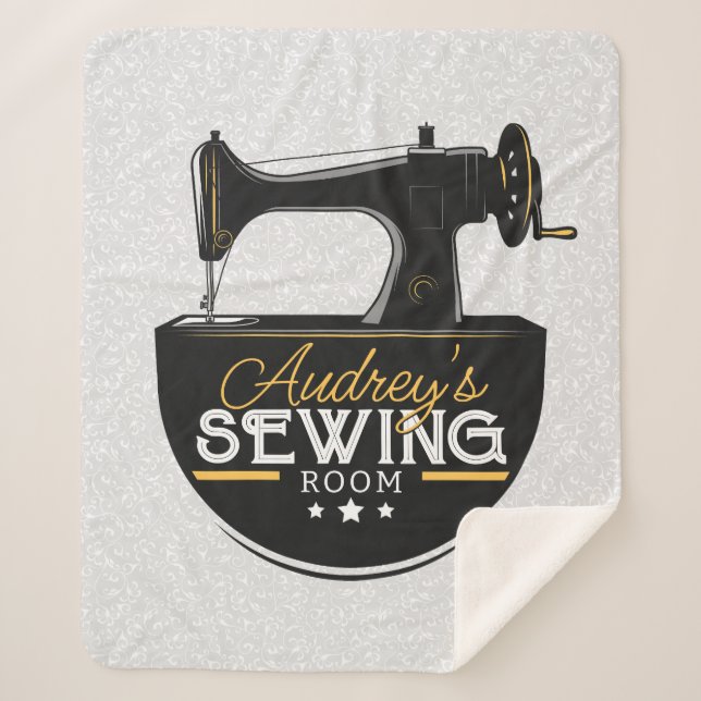 Antique Sewing Machine ADD NAME Seamstress Tailor  Sherpa Blanket (Front)