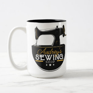 Antique Sewing Machine ADD NAME Seamstress Tailor  Two-Tone Coffee Mug