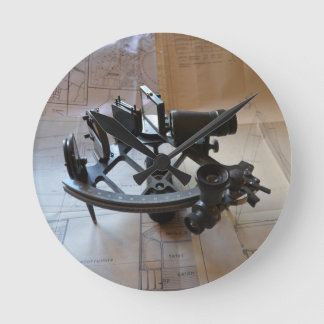 Antique Sextant Round Clock